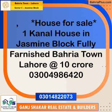 1 Kanal Residential House for Sale in Sector C - Jasmine Block -  Bahria Town, Lahore - (BP-277615)