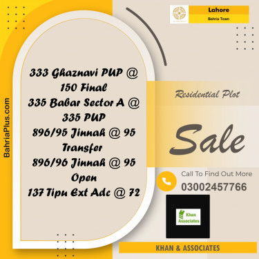 Residential Plot for Sale in Bahria Town, Lahore - (BP-277670)