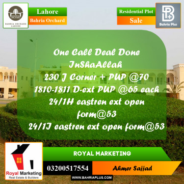 Residential Plot for Sale in Bahria Orchard, Lahore - (BP-277748)
