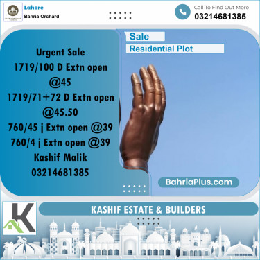 Residential Plot for Sale in Bahria Orchard, Lahore - (BP-277777)