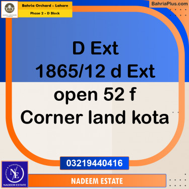 Residential Plot for Sale in Phase 2 - D Block -  Bahria Orchard, Lahore - (BP-277833)