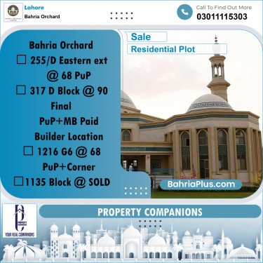 Residential Plot for Sale in Bahria Orchard, Lahore - (BP-277864)