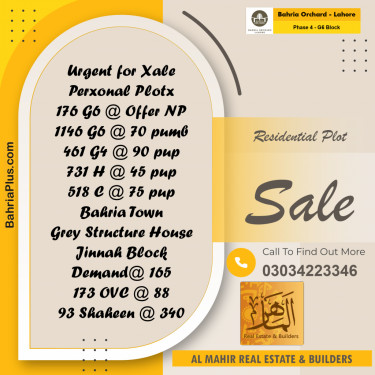 Residential Plot for Sale in Phase 4 - G6 Block -  Bahria Orchard, Lahore - (BP-277900)