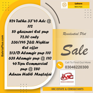 Residential Plot for Sale in Bahria Town, Lahore - (BP-277915)