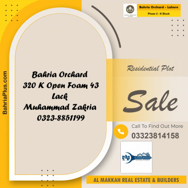 5 Marla Residential Plot for Sale in Phase 2 - K Block -  Bahria Orchard, Lahore - (BP-278018)