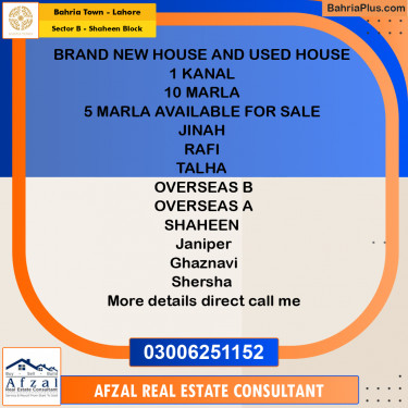 10 Marla Residential House for Sale in Sector B - Shaheen Block -  Bahria Town, Lahore - (BP-278033)