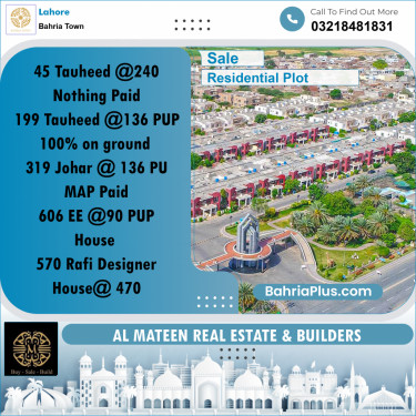 Residential Plot for Sale in Bahria Town, Lahore - (BP-278049)