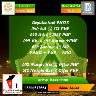 Residential Plot for Sale in Bahria Town, Lahore - (BP-278071)