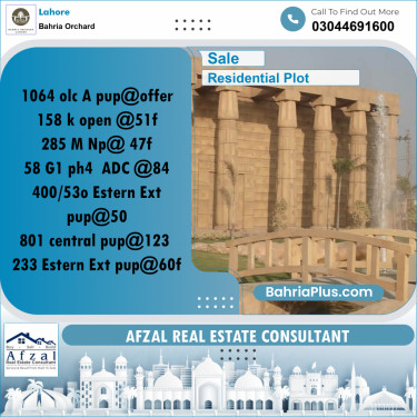 Residential Plot for Sale in Bahria Orchard, Lahore - (BP-278077)