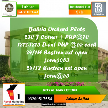 Residential Plot for Sale in Bahria Orchard, Lahore - (BP-278084)
