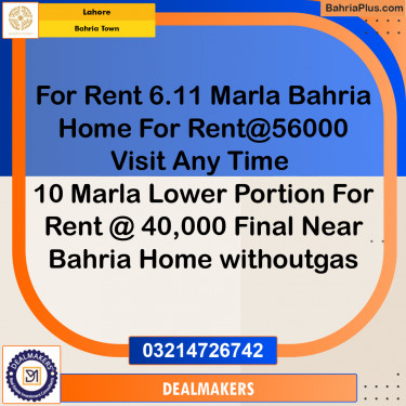 Residential House for Rent in Bahria Town, Lahore - (BP-278103)