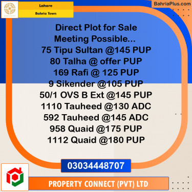 Residential Plot for Sale in Bahria Town, Lahore - (BP-278155)