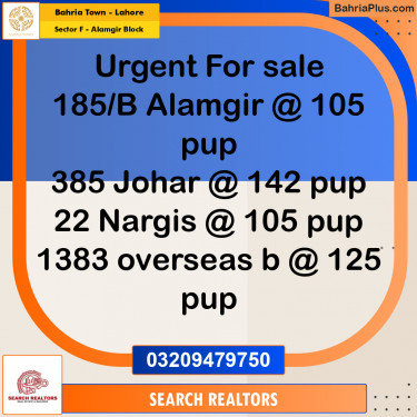 10 Marla Residential Plot for Sale in Sector F - Alamgir Block -  Bahria Town, Lahore - (BP-278169)