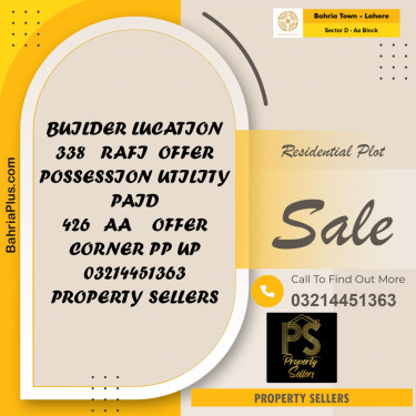 5 Marla Residential Plot for Sale in Sector D - AA Block -  Bahria Town, Lahore - (BP-278176)
