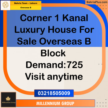 1 Kanal Residential House for Sale in Overseas B -  Bahria Town, Lahore - (BP-278317)