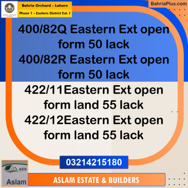 5 Marla Residential Plot for Sale in Phase 1 - Eastern District Ext. I -  Bahria Orchard, Lahore - (BP-278340)