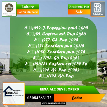 Residential Plot for Sale in Bahria Orchard, Lahore - (BP-278360)