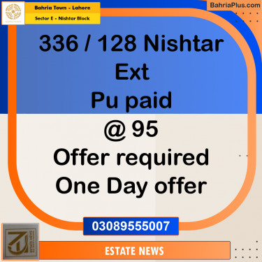 Residential Plot for Sale in Sector E - Nishtar Block -  Bahria Town, Lahore - (BP-278456)