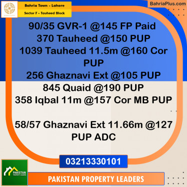 10 Marla Residential Plot for Sale in Sector F - Tauheed Block -  Bahria Town, Lahore - (BP-278464)
