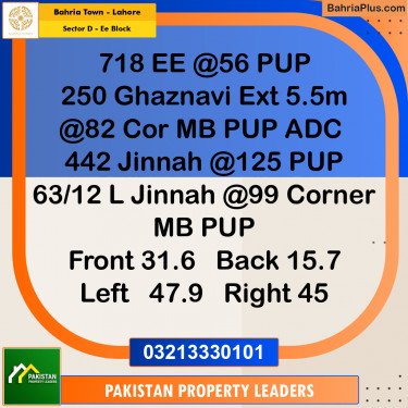 5 Marla Residential Plot for Sale in Sector D - EE Block -  Bahria Town, Lahore - (BP-278481)