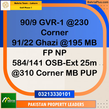 1 Kanal Residential Plot for Sale in Golf Phase 1 -  Bahria Town, Lahore - (BP-278482)