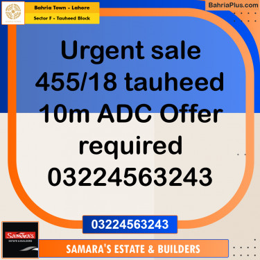 10 Marla Residential Plot for Sale in Sector F - Tauheed Block -  Bahria Town, Lahore - (BP-278502)
