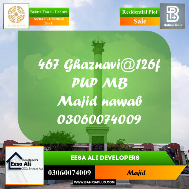 Residential Plot for Sale in Sector F - Ghaznavi Block -  Bahria Town, Lahore - (BP-278544)