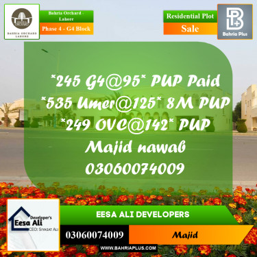 Residential Plot for Sale in Phase 4 - G4 Block -  Bahria Orchard, Lahore - (BP-278547)