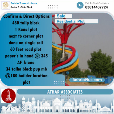 1 Kanal Residential Plot for Sale in Sector C - Tulip Block -  Bahria Town, Lahore - (BP-278588)