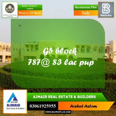Residential Plot for Sale in Phase 4 - G5 Block -  Bahria Orchard, Lahore - (BP-278602)