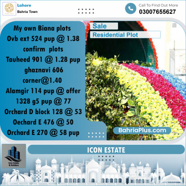 Residential Plot for Sale in Bahria Town, Lahore - (BP-278655)