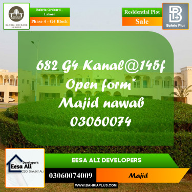 Residential Plot for Sale in Phase 4 - G4 Block -  Bahria Orchard, Lahore - (BP-278671)