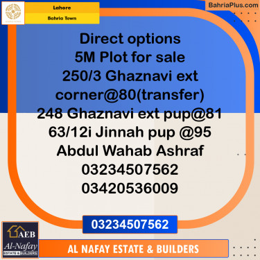 Residential Plot for Sale in Bahria Town, Lahore - (BP-278683)