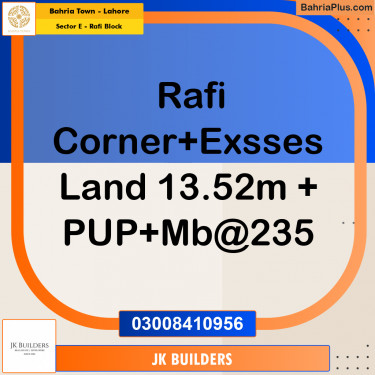 13.52 Marla Residential Plot for Sale in Sector E - Rafi Block -  Bahria Town, Lahore - (BP-278733)