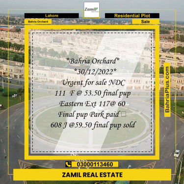 Residential Plot for Sale in Bahria Orchard, Lahore - (BP-278772)