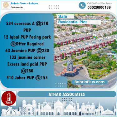 10 Marla Residential Plot for Sale in Overseas A -  Bahria Town, Lahore - (BP-278791)