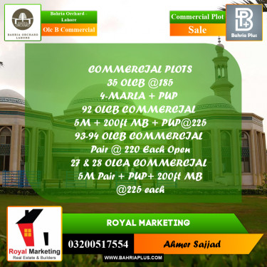 Commercial Plot for Sale in OLC B Commercial -  Bahria Orchard, Lahore - (BP-278806)