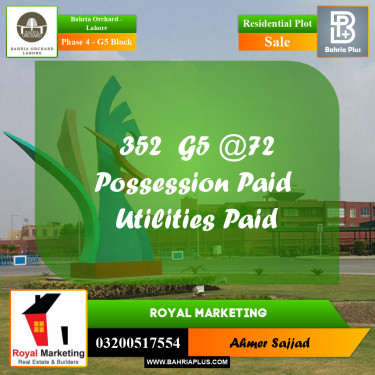 Residential Plot for Sale in Phase 4 - G5 Block -  Bahria Orchard, Lahore - (BP-278830)