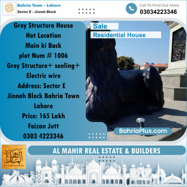 Residential House for Sale in Sector E - Jinnah Block -  Bahria Town, Lahore - (BP-278869)