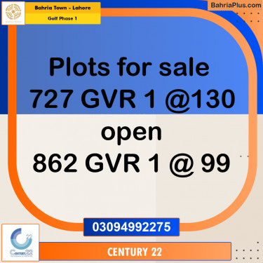 10 Marla Residential Plot for Sale in Golf Phase 1 -  Bahria Town, Lahore - (BP-278877)