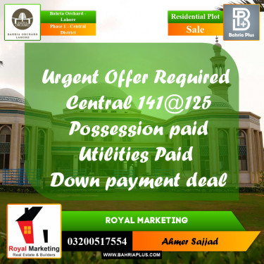 Residential Plot for Sale in Phase 1 - Central District -  Bahria Orchard, Lahore - (BP-278916)