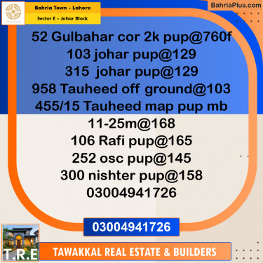 10 Marla Residential Plot for Sale in Sector E - Johar Block -  Bahria Town, Lahore - (BP-278997)