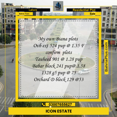 Residential Plot for Sale in Bahria Town, Lahore - (BP-279015)
