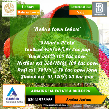 Residential Plot for Sale in Bahria Town, Lahore - (BP-279107)