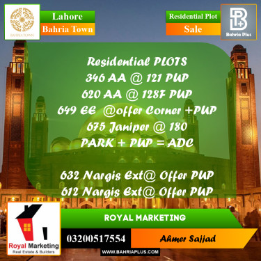 Residential Plot for Sale in Bahria Town, Lahore - (BP-279111)