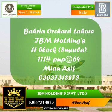 8 Marla Residential Plot for Sale in Phase 2 - H Block -  Bahria Orchard, Lahore - (BP-279140)