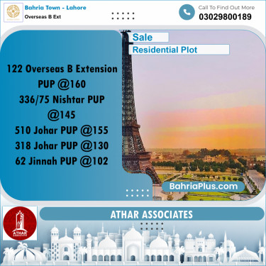 10 Marla Residential Plot for Sale in Overseas B Ext -  Bahria Town, Lahore - (BP-279147)