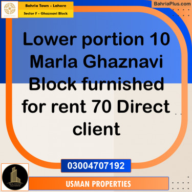 10 Marla Residential House for Rent in Sector F - Ghaznavi Block -  Bahria Town, Lahore - (BP-279159)