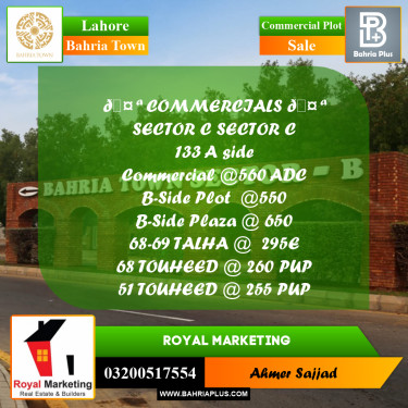Commercial Plot for Sale in Bahria Town, Lahore - (BP-279234)
