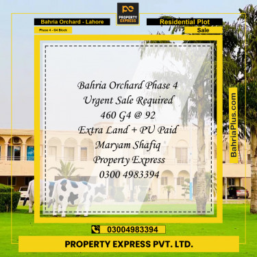 10 Marla Residential Plot for Sale in Phase 4 - G4 Block -  Bahria Orchard, Lahore - (BP-279256)
